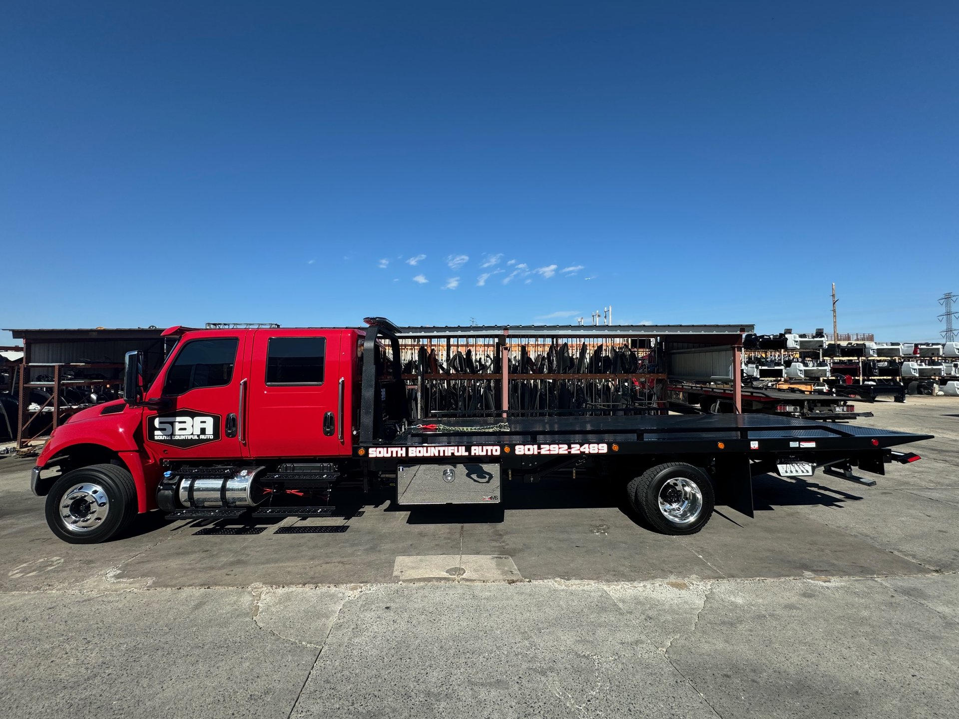 SBA flatbed tow truck ready for service
